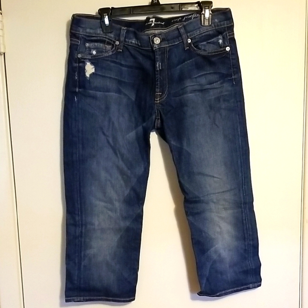 7 For All Mankind Blue Relaxed Jeans Cropped